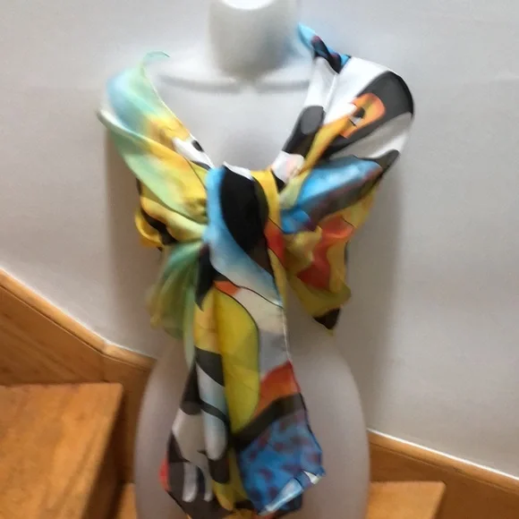Cocoon House Exquisite Artist Art-to-Wear Fine Silk Rectangle WrapMulticolor